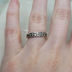 NV Nevada Sterling Silver White Crystal CZ Heart Band Promise Ring 925 Size 6